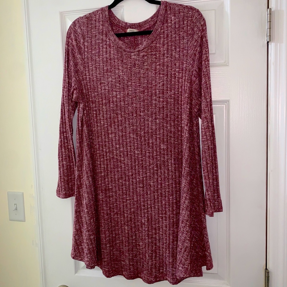 Long Sleeve Marled Shift Dress